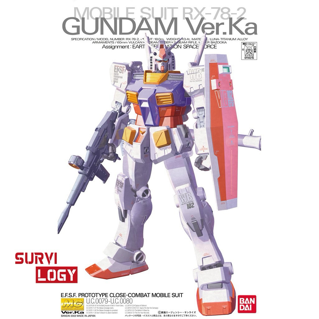 MG 1/100 RX-78-2 Gundam Ver.Ka โมเดลกันดั้มแท้ Bandai Master Grade