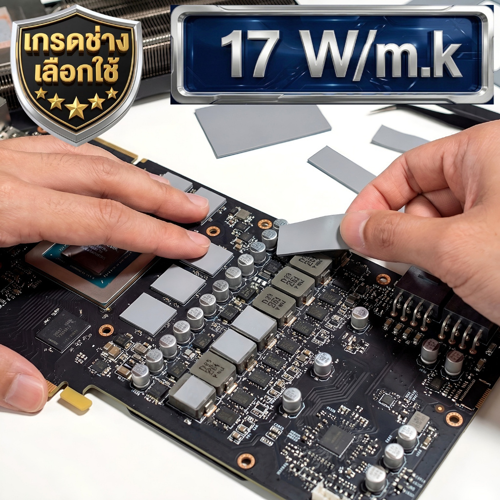 17 W/m.k [เกรดช่างเลือกใช้] Thermal Pad Pro แผ่นระบายความร้อน แปะแรม ภาคจ่ายไฟ การ์ดจอ Notebook M.2 CryoCore เย็นสุดขั้ว