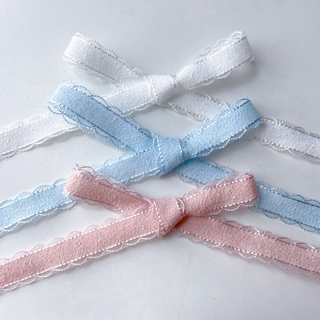 ♡  พร้อมส่ง | (📌1 หลา) Ribbon โบว์ ริบบิ้น โปร่ง ขอบหยัก ขนาด 16 mm / 1.6 cm