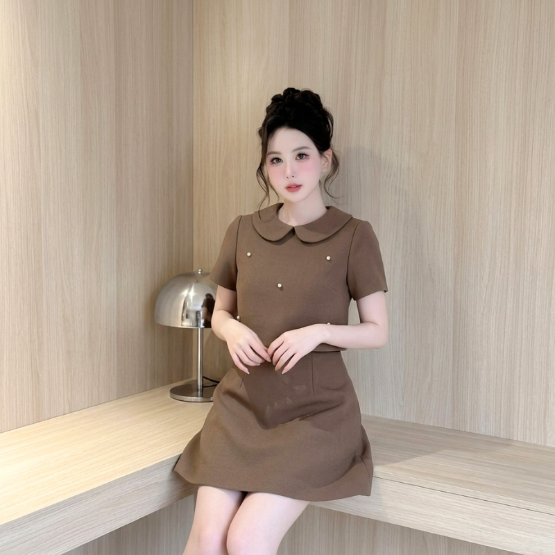 เติมสต๊อกแล้ว❤️‍ 【EVIOVIO】 XS-5XL ชุดเดรสสั้นสีพาสเทล คอปกมน สไตล์เกาหลี แต่งมุกน่ารัก ชุดทำงาน ชุดออกเดท เดรสสาวอวบ ราคา ถูกที่สุด ดีลบีเคเค แกลเลอรีภาพที่ 6