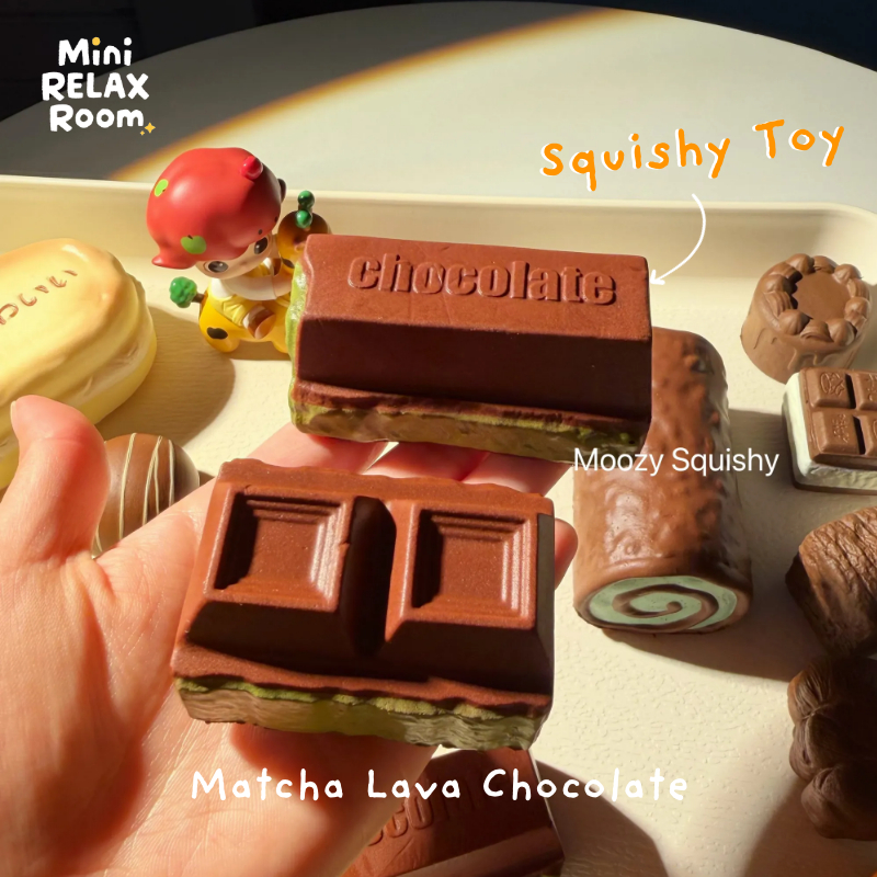 สกุชชี่ช็อกโกแลตมัทฉะ ลาวา น่ารัก บีบช้า (Slow Rising) คลายเครียด Squishy Chocolate Matcha Set 2 ชิ้น ของขวัญสุดคิ้วท์