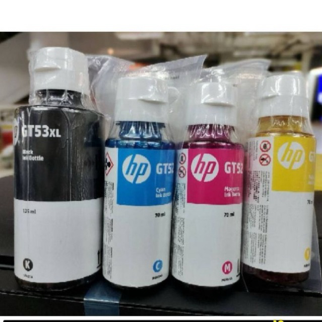 หมึกเติม HP  GT51XL GT53XL สีดำ Black ขนาด 135 Ml. , GT52 สี C, M, Y สีละ 70 Ml. ของแท้ 100 % **แบบไ
