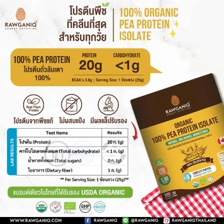 Rawganiq โปรตีนถั่วลันเตาออร์แกนิค 100% รสธรรมชาติ ไม่มีน้ำตาล ดื่มง่ายไม่สากคอ 100% Organic Pea Protein Isolate USDA/EU