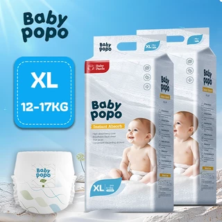 [ซื้อ 1 แถม 1] BABYPOPO 50ชิ้น ผ้าอ้อมเด็ก กางเกง กางเกง นุ่ม บางเบา แบบเทป BABY DIAPER PANTS M/L/XL/XXL
