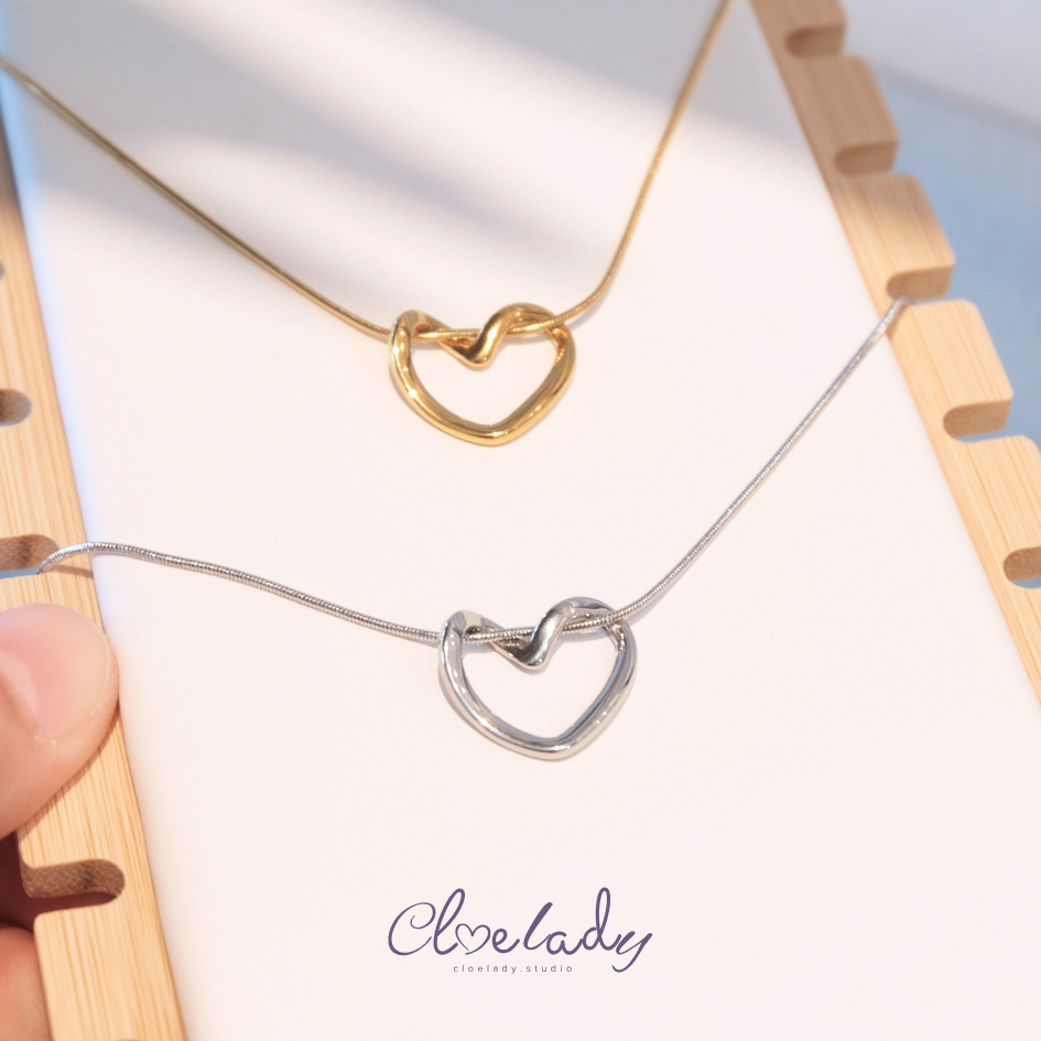 สร้อยคอสแตนเลสแท้รูปหัวใจเกลียว puffy collection สไตล์มินิมอล ไม่ลอก ไม่ดำ สุดน่ารัก