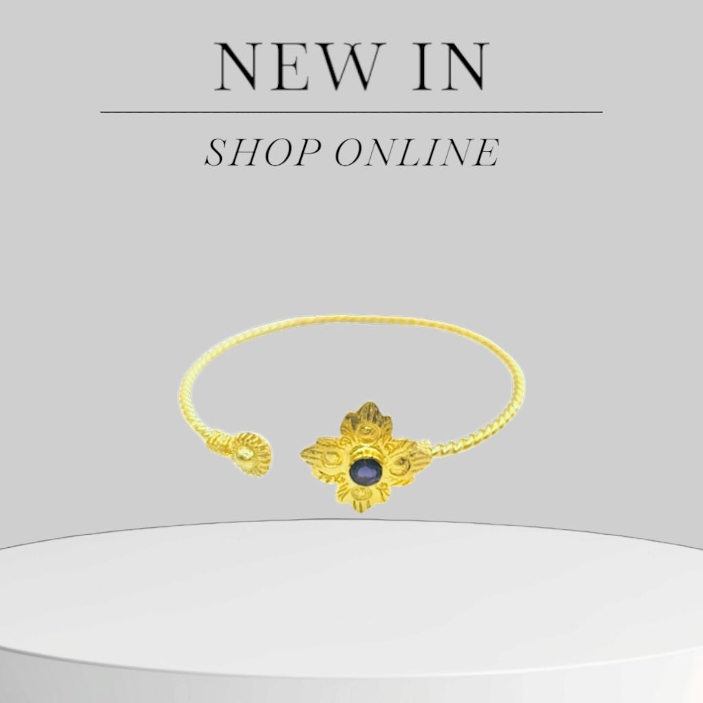 Flora Gold Bangle with Iolite