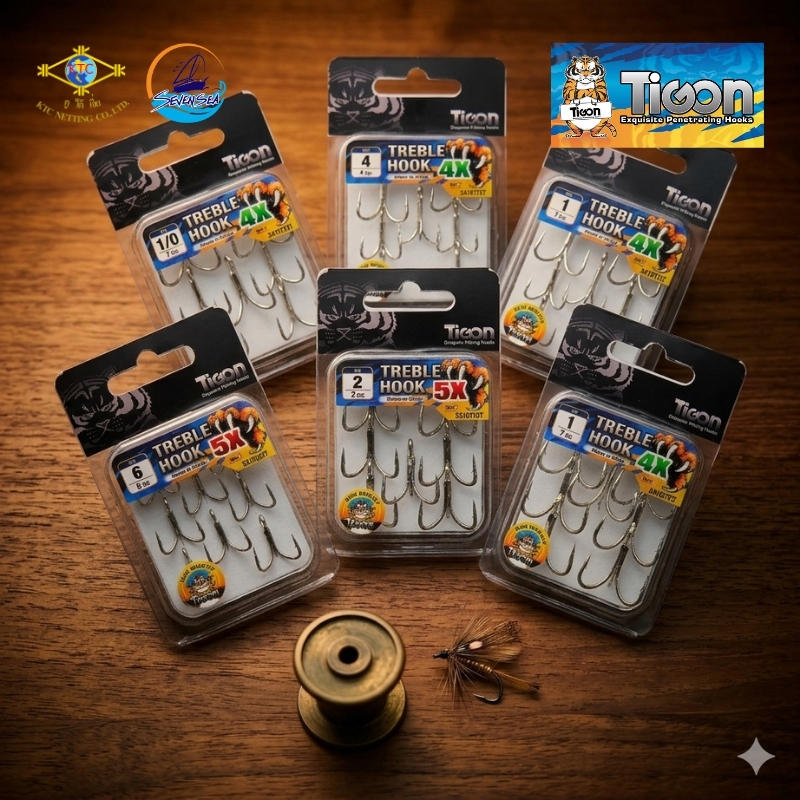 เบ็ด 3 ทาง Tigon Treble Hook 4X/5X แข็งพิเศษ คมกริบ ไม่เป็นสนิม สำหรับเหยื่อปลอม ตกปลาทะเล/น้ำจืด
