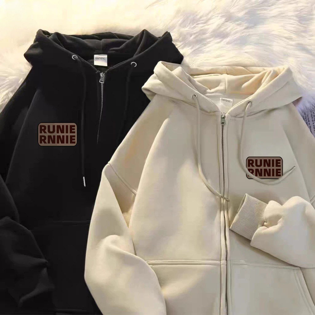 Hoodie Man เสื้อกันหนาวมีฮู้ดผู้ชายแฟชั่นสีทึบสไตล์ฮ่องกงแขนยาวเสื้อแขนยาวใส่ได้ทั้งชายและหญิง