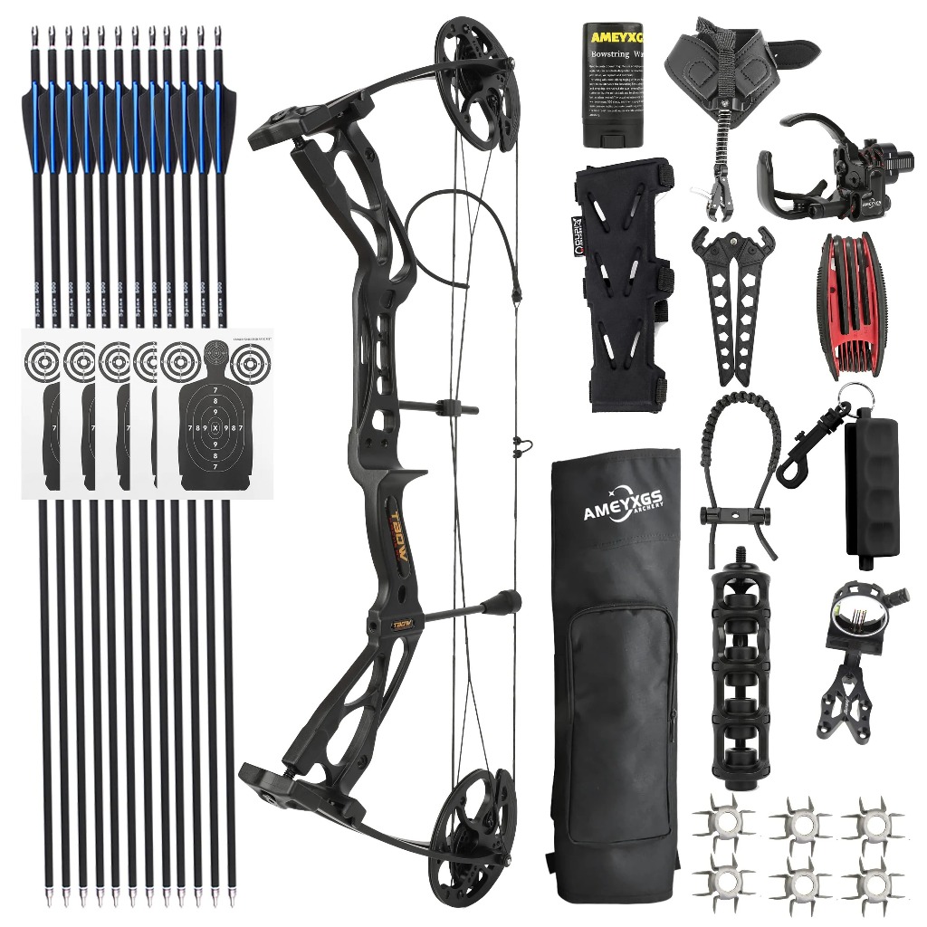 M133 30" Axle-to-Axle Compound Bow, 0-70 lbs Adjustable, Die-Cast Aluminum Riser, 325FPS Speed