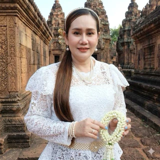 เสื้อลูกไม้ไทยประยุกต์ร.5แขนยาวแต่งไหล่ระบาย