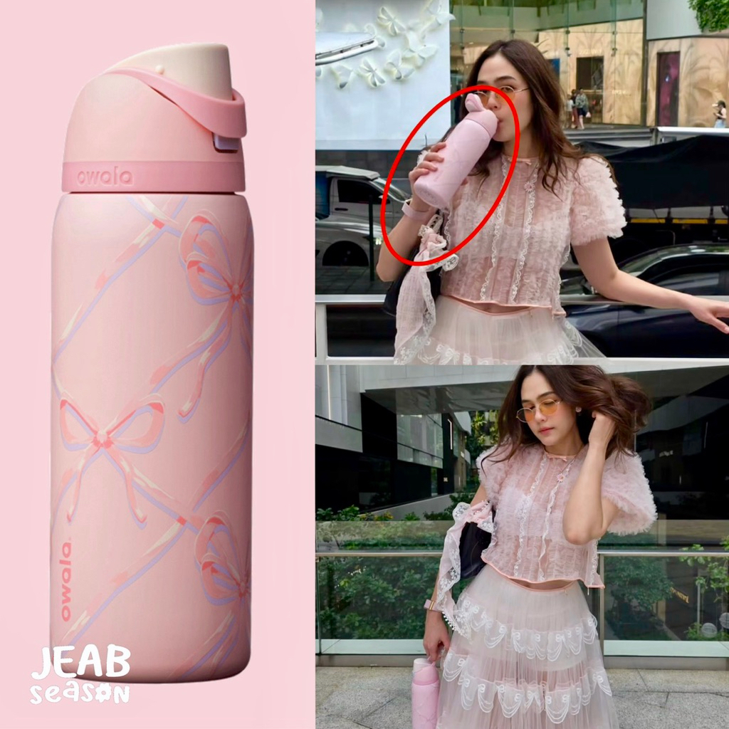แก้วรุ่นแม่ชม ลายโบว์ 🩷Sugar Plum 32oz. | Owala Spacial Edition แท้ 100% กระบอกน้ำแสตนเลส Stainless