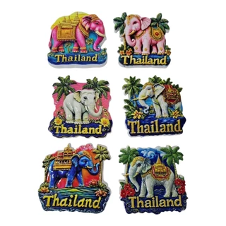 JAแม่เหล็กติดตู้เย็นช้างไทยแลนด์ เรซิ่น 3D ลายช้างมงคล Thailand Souvenir