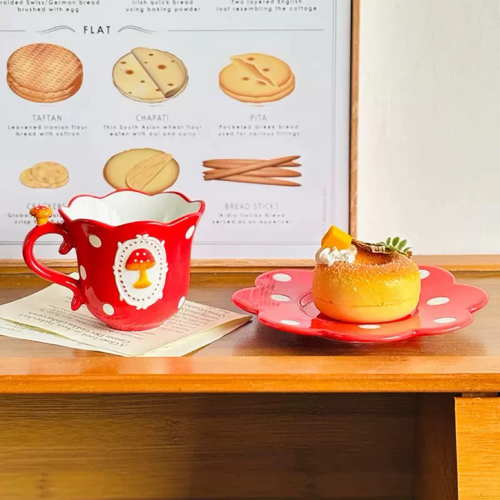 พร้อมส่งจากไทย💖Mushroom Tea Set เซ็ตกาน้ำชา แก้วน้ำ จานชามลายจุด รูปเห็ด เซ็ตชงชา ชงมัทฉะน่ารักๆ เซรามิก thumbnail 10