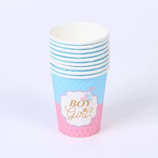 (พร้อม ส่งจากไทย ) จานช้อน ซ้อม และผ้าปูโต๊ะ จัดปาร์ตี้ทายเพศ girl or boy gender reveal party cutery แยกชิ้น(B45)