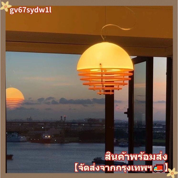 โคมระย้าสำหรับร้านอาหารสีส้มซันเซ็ต, เคาน์เตอร์บาร์แบบเกาะกลางดีไซน์แบบเบาเฮาส์, โคมไฟสไตล์เรโทรสร้างบรรยากาศอบอุ่น, สไต