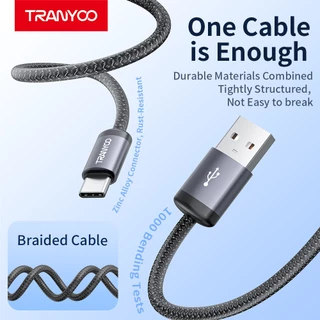 TRANYOO S20 สายชาร์จเร็ว ดีไซน์สายถักทนทานกันสึกหรอ ชิปอัจฉริยะป้องกันความร้อนอัตโนมัติ รองรับทั้ง ไอโฟน และ แอนดรอยด์