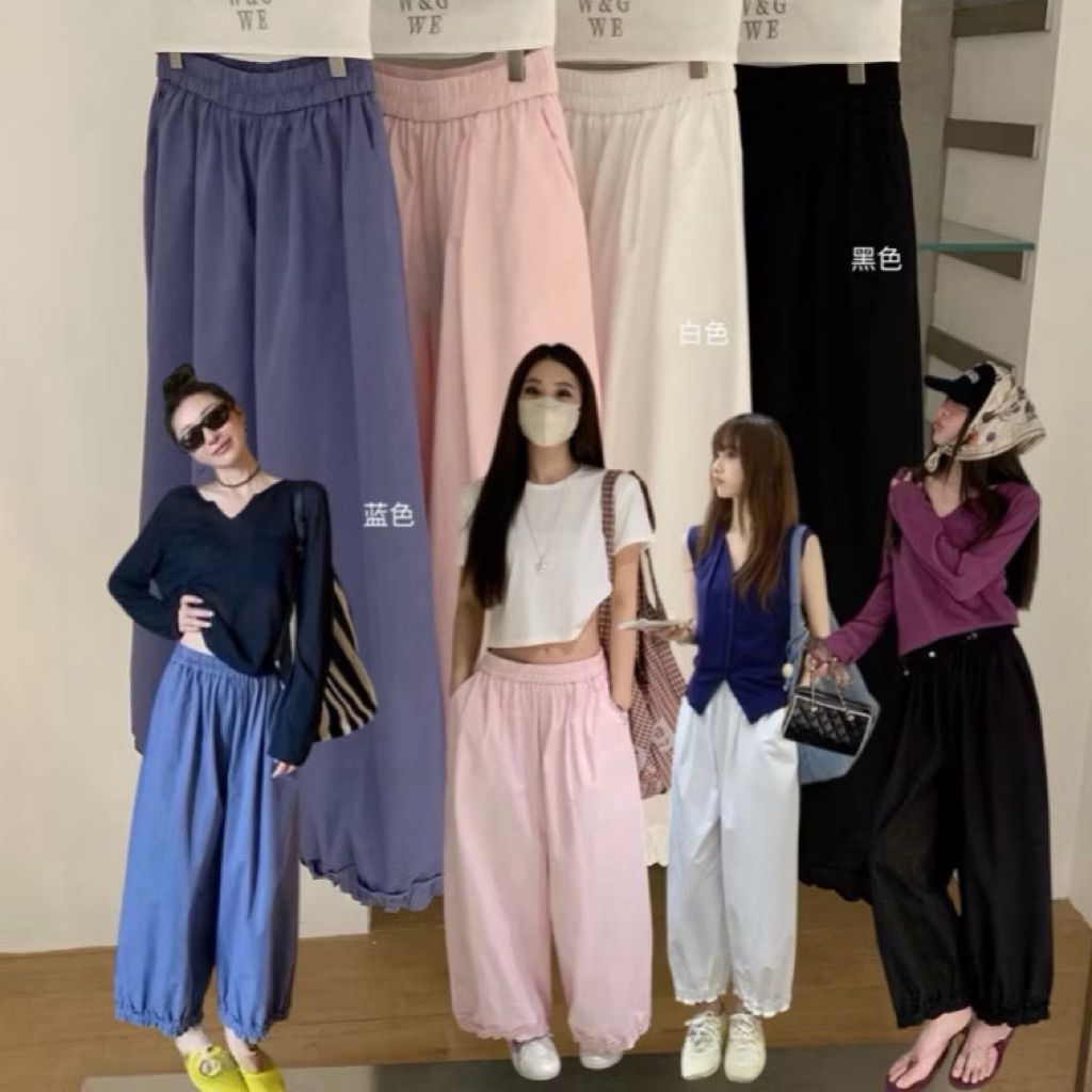 📍พร้อมส่ง📍9620# Set 2 pcs เสื้อคอกลมแขนสั้น + กางเกงขายาวเอวยางยืด มีเชือกรูด เนื้อผ้าดี ทรงสวย  TAG:WG.WE 🇰🇷