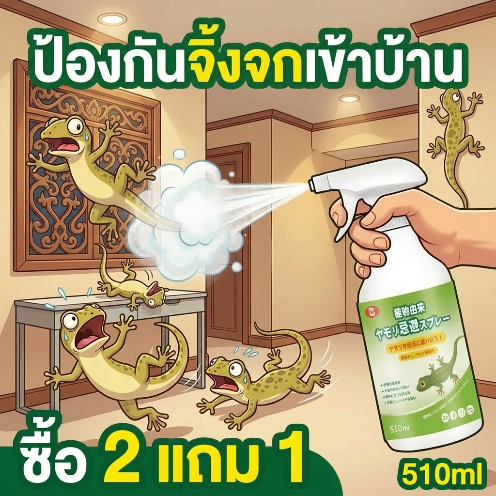 🦎รุ่นใหม่ล่าสุดปี 2026🦎LY สเปรย์ไล่จิ้งจก ไล่จิ้งจก ไล่ตุ๊กแก 510 มล ปริมาณเยอะสุดคุ้ม สกัดจากธรรมชาติ ปลอดภัย