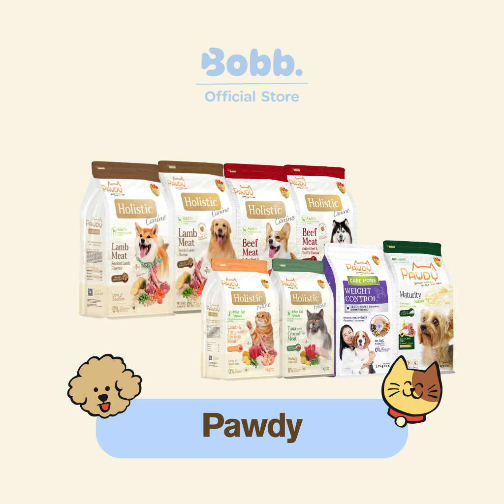 อาหารสุนัข และ แมว Pawdy เกรดพรีเมี่ยม