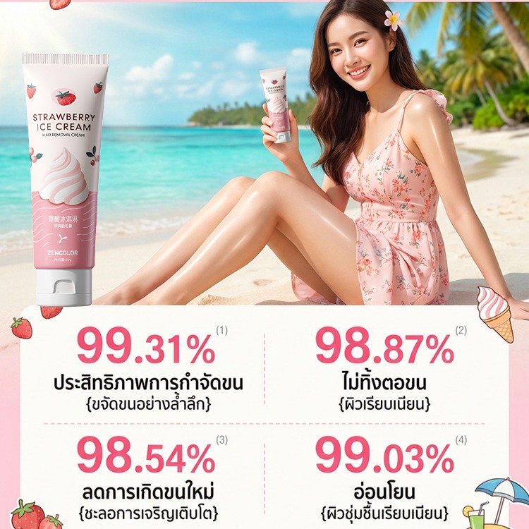 กำจัดขนอย่างรวดเร็วอ่อนโยน มูสกำจัดขน ครีมจำกัดขน อ่อนโยน ไม่เจ็บ ใช้ได้ทั้งตัวร่างกาย ได้ผลเร็ว ครีมขจัดขน 60g ราคา ถูกที่สุด ดีลบีเคเค แกลเลอรีภาพที่ 6