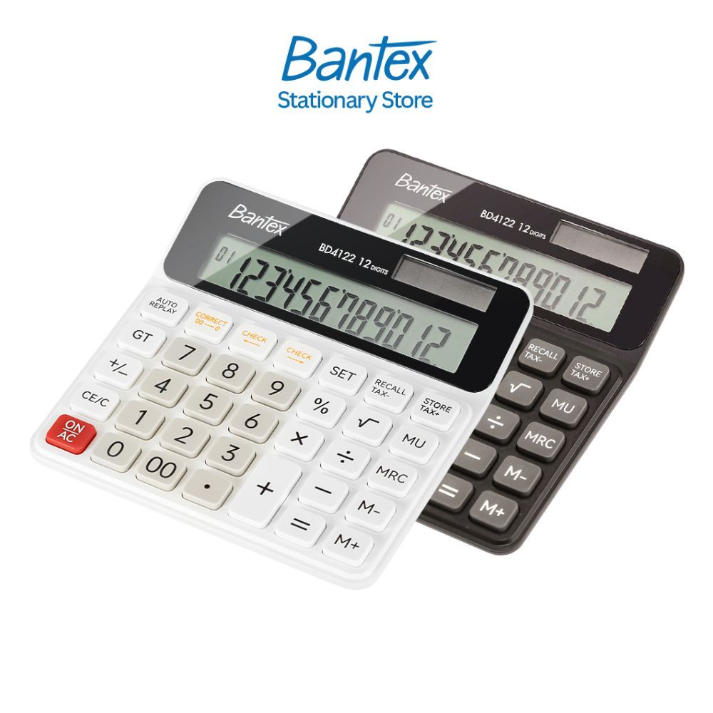 Bantex เครื่องคิดเลข ตั้งโต๊ะ 12 หลัก โซล่าเซลล์ จอกว้างมองง่าย ปุ่มกดใหญ่ 4สี 12 Digits Calculator
