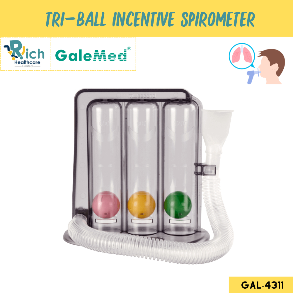 Galemed Tri-Ball Incentive Spirometer เครื่องช่วยบริหารปอด ใช้ในผู้ป่วยหลังผ่าตัดทรวงอกโดยการสูดหายใจเข้าออก ลึกๆและช้าๆ