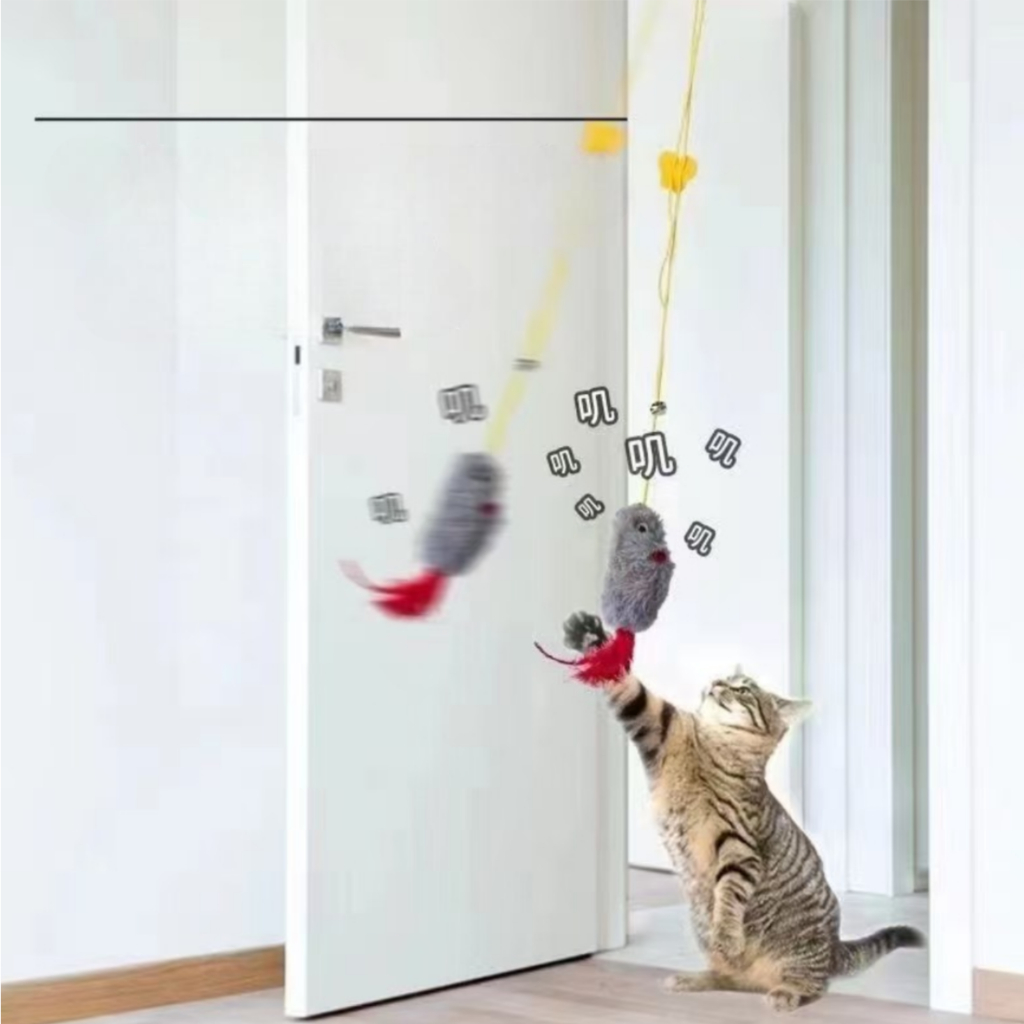 PP-2230 หนูของเล่นแมวเชือกยาว แขวนได้ทุกมุม สนุกเพลินทั้งวัน พร้อมส่ง 🐱✨