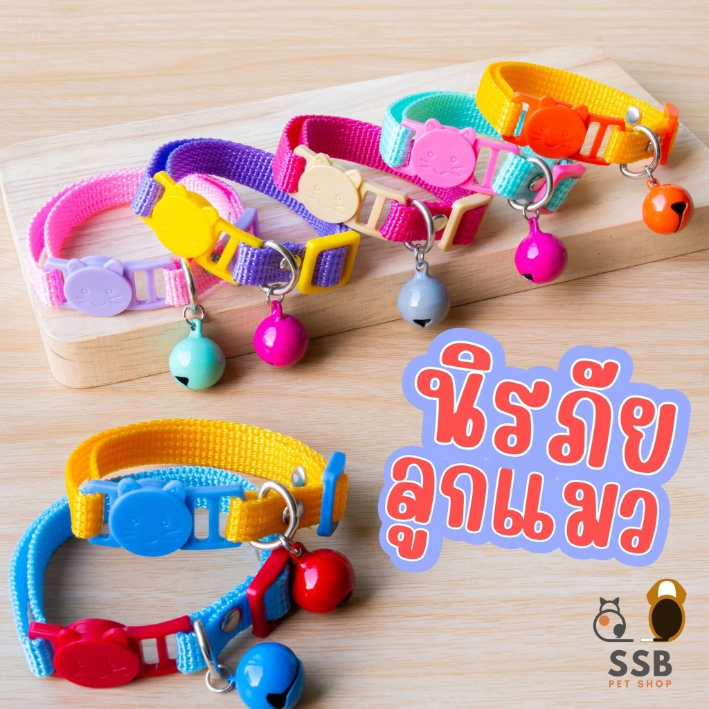 ปลอกคอแมวนิรภัย สำหรับลูกแมว พร้อมกระดิ่งลูกเล็ก น่ารัก พร้อมส่งในไทยค่า