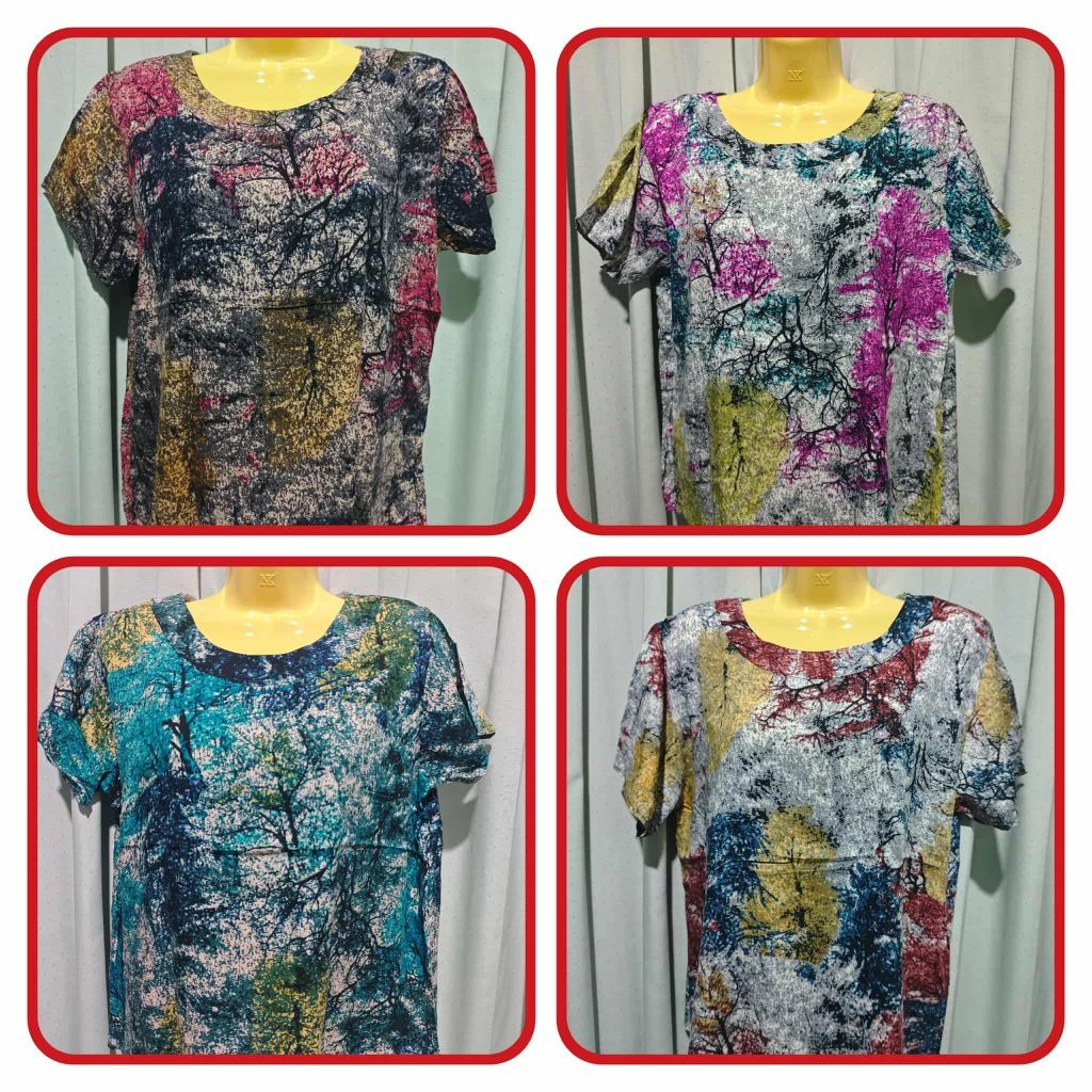 เสื้อคอกลมผ้าสปันจ์ ลายต้นไม้ สีสวย สวมใส่สบาย ไม่ร้อน สั่งวันนี้จัดส่งพรุ่งนี้ค่ะ ถ่ายวีดีโอขณะเปิดสินค้านะค่ะ