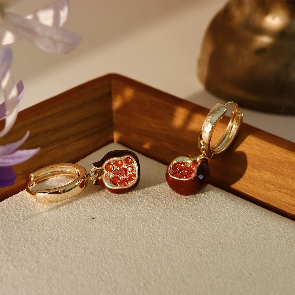 Vachana - Red Pomegranate Earrings (ต่างหูทับทิม)