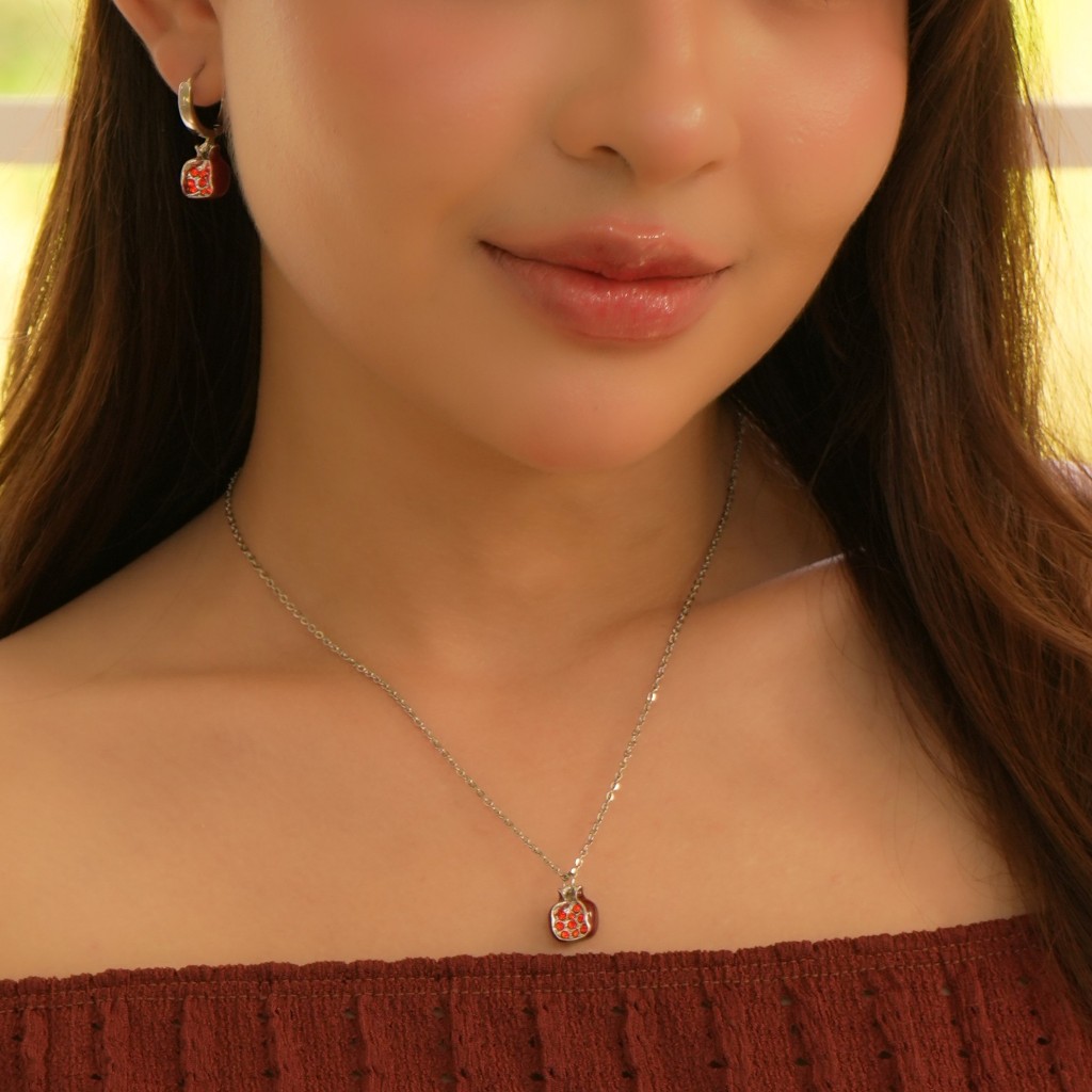 Vachana - Red Pomegranate Necklace & Earrings Set