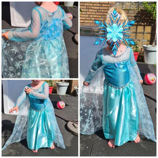 🚚ส่งไว 24ชม ชุด elsa เด็ก ชุดคอสเพลย์เด็ก ชุดเดรสเจ้าหญิงเอลซ่า ชุดฮาโลวีนเพร้อมถุงมือมงกุฎ cosplay costume 3-10 ขวบ