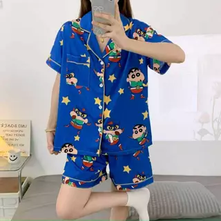 🔥มาใหม่พร้อมส่ง🔥 ชุดนอนผ้าไหมอิตาลี่ แขนสั้น-ขาสั้น มีหลายลายให้เลือก ผ้าดี ฟรีไซส์ SS-1