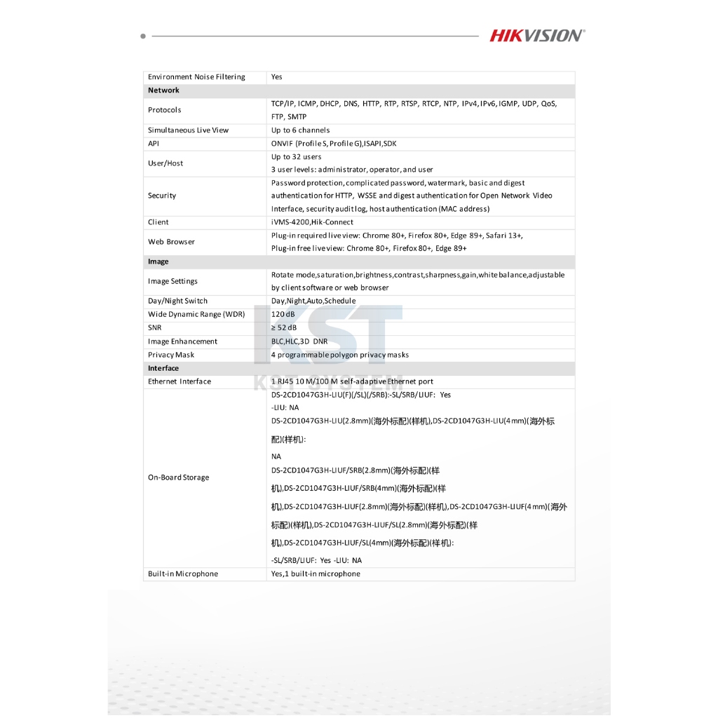 DS-2CD1047G3H-LIU (เลือกเลนส์) กล้องวงจรปิด Hikvision ColorVu 3.0 Hik Ai-ISP IPC 4MP PoE (ไมค์) รูปที่ 5