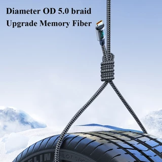 สายชาร์จ Type-C 120W ชาร์จเร็ว 6A PD USB-C to C มีจอดิจิตอลแสดงผล ถ่ายโอนข้อมูลได้ สายทน ใช้กับมือถือ/แท็บเล็ต 1M/2M