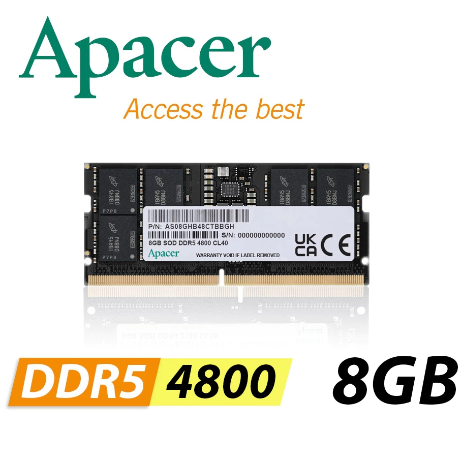 8GB (8GBx1) DDR5/4800 RAM NOTEBOOK (แรมโน้ตบุ๊ค) APACER SO-DIMM (FS.08G2A.RTH)