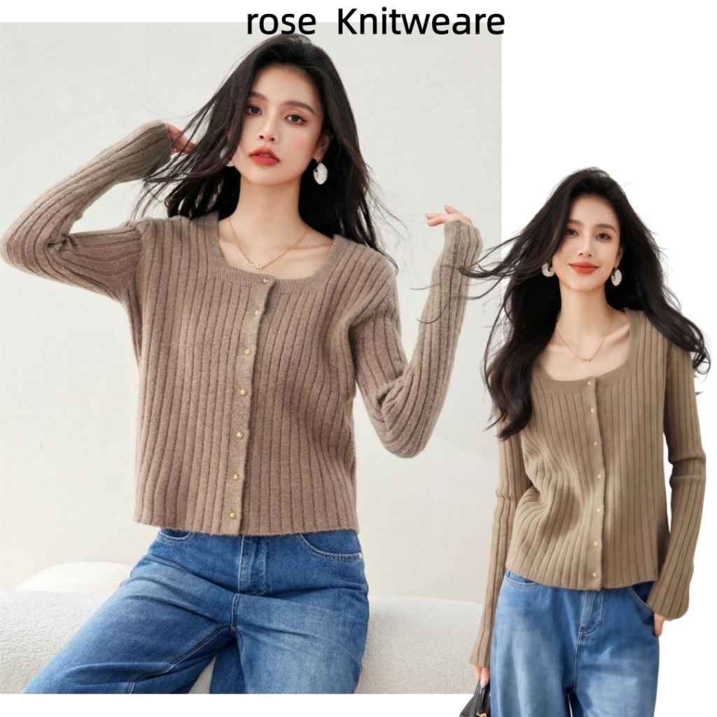 🌟rosecloud🌟เสื้อคาร์ดิแกนถักสำหรับผู้หญิงสไตล์ฝรั่งเศส แบบใหม่ สไตล์เกาหลี สวมใส่ได้หลากหลาย ทรงหลวม12648