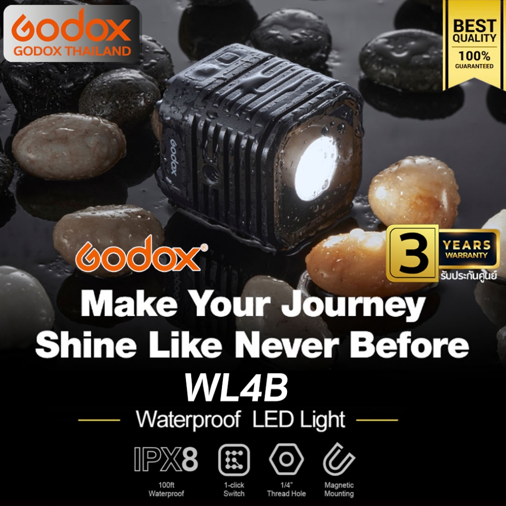 Godox LED WL4B - Waterproof, แสงขาว 5600K, Lithium Battery / Godox Thailand
