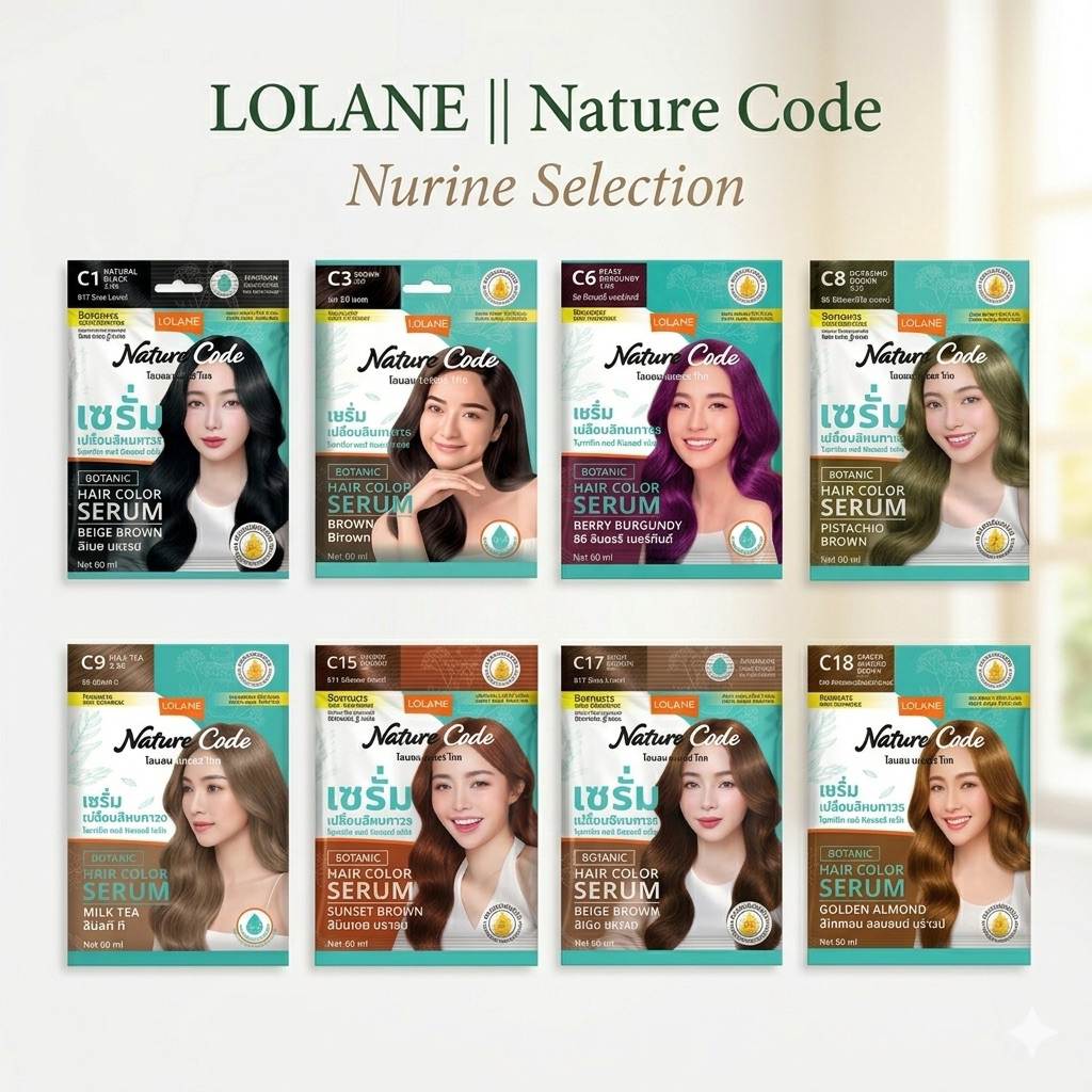 [60ml./3 ซอง] LOLANE Nature Code Botanic Hair Color Serum 8 เฉดสี โลแลน เนเจอร์โค้ด ผลิตภัณฑ์เปลี่ยนสีผม (3 ซอง)