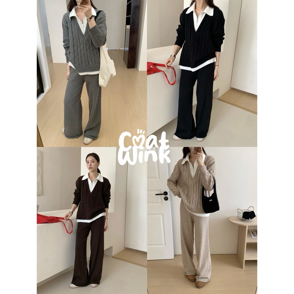 COATWINK Onni Knitting Sets เสื้อสเวตเตอร์+กางเกงขายาว