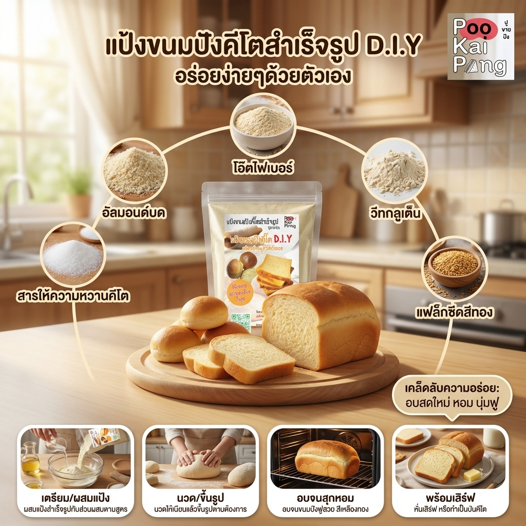 KETO แป้งสำเร็จรูปทำขนมปังคีโต 300กรัม ทำได้จริง มีคลิปแจก สูตรนุ่มสุดๆ ใช้หม้อทอดไร้น้ำมันอบได้ง่าย