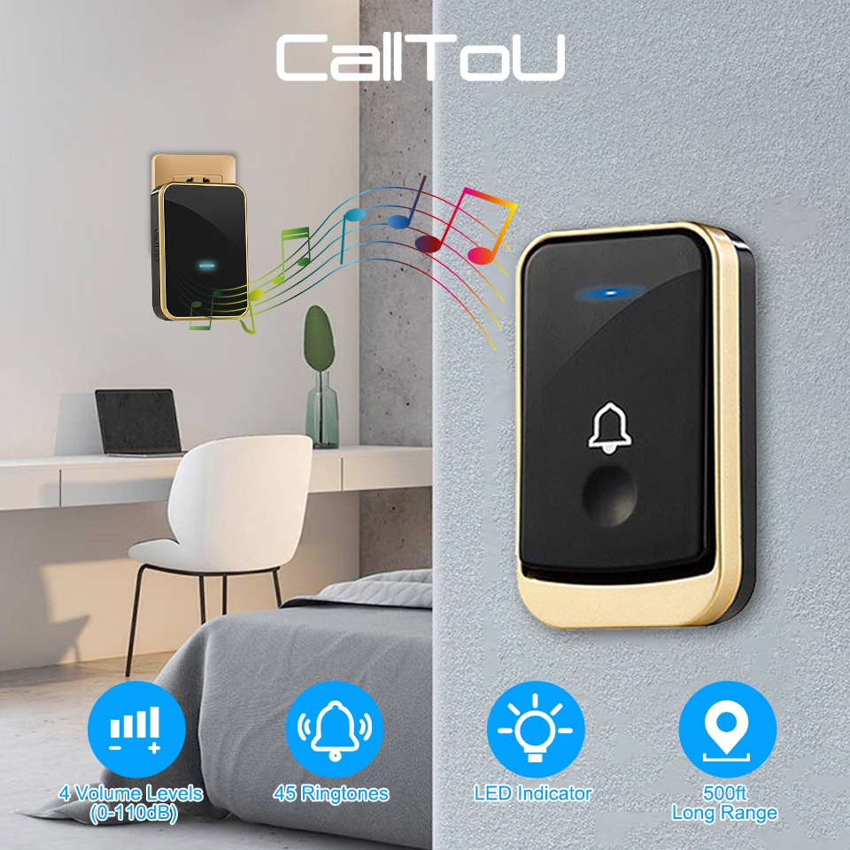 CALLTOU กริ่งประตูไร้สายดิจิตอล ระยะ 300 เมตร ติดตั้งง่าย ไม่ต้องเดินสายไฟ