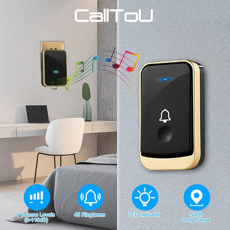 CALLTOU กริ่งประตูไร้สายดิจิตอล ระยะ 300 เมตร ติดตั้งง่าย ไม่ต้องเดินสายไฟ