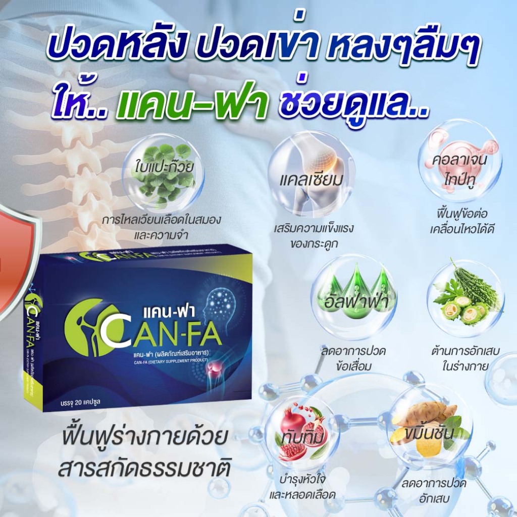 แคนฟา 2 กล่อง แถม 1 กล่อง สูตรฟื้นฟูข้อต่อ กระดูก รูปที่ 4