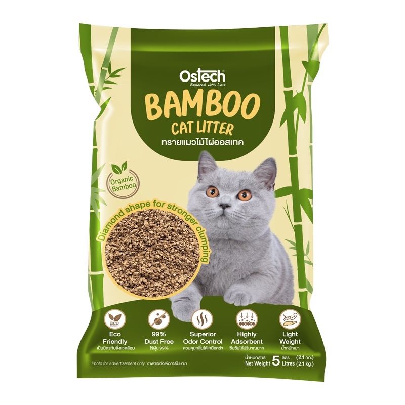 Ostech ออสเทค ทรายแมวไม้ไผ่ Bamboo Cat Litter 5 L