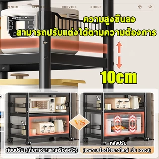 ชั้นวางของ ชั้นเหล็ก ในครัว ชั้นวาง3/4/5ชั้น ล้อเลื่อน360องศา ชั้นวางไมโครเวฟ เครื่องครัว กระทะ หม้อ อเนกประสงค์ ราคาถูก