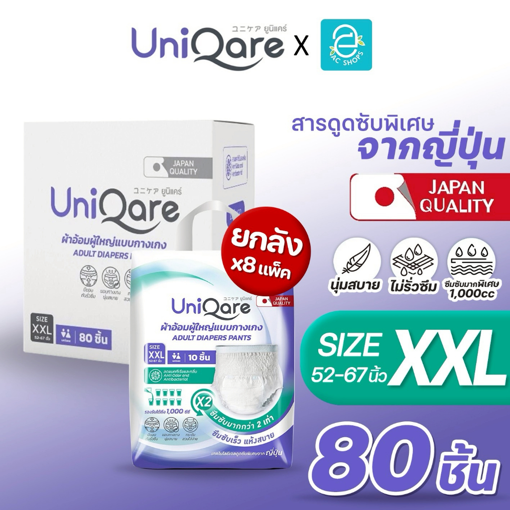 [ ยกลัง ] Uniqare ผ้าอ้อมผู้ใหญ่ ยูนิแคร์ ไซส์ XXL รุ่น กางเกงซึมซับมากพิเศษ แพมเพิสผู้ใหญ่ ใส่กระชั