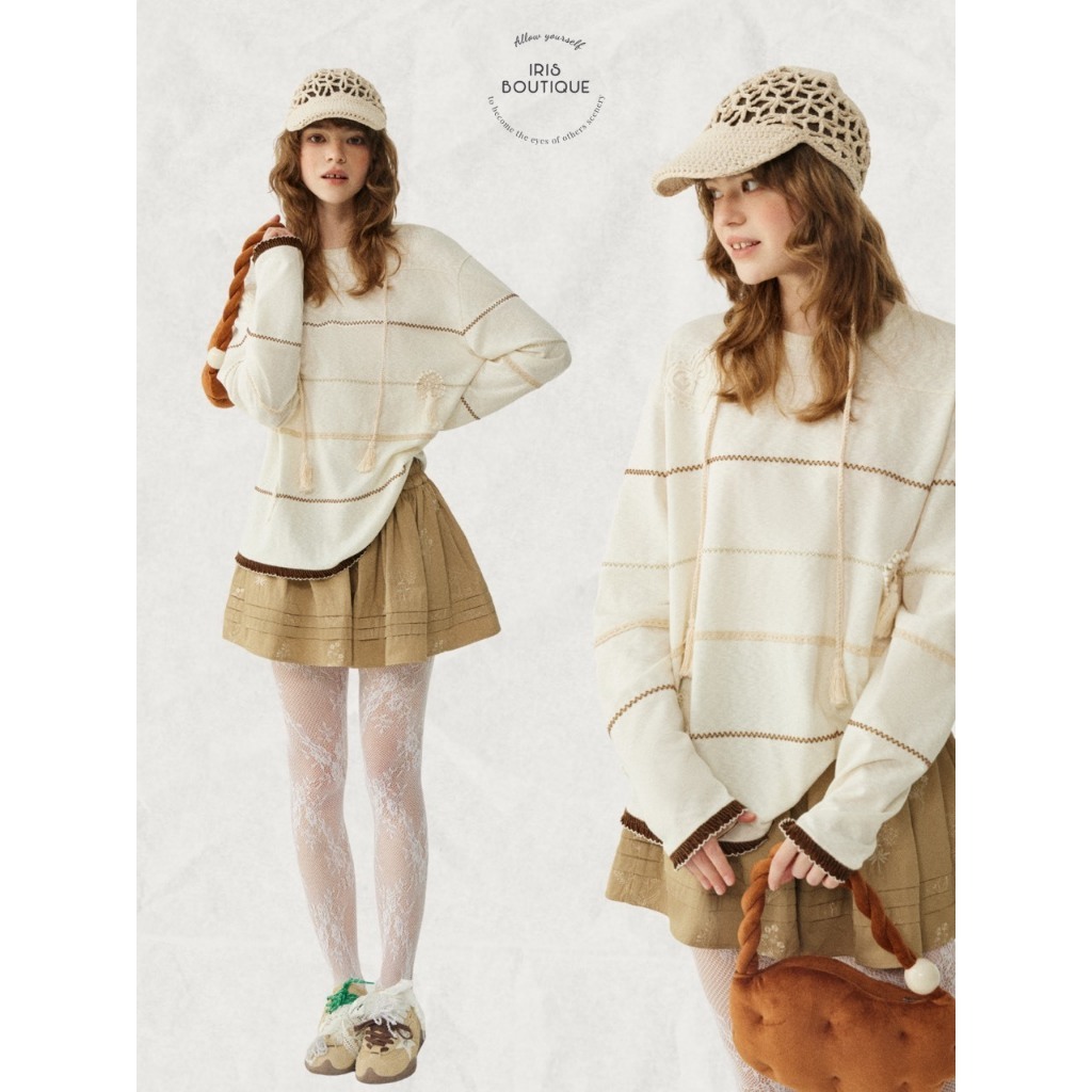 ( พร้อมส่ง) IRIS BOUTIQUE IS1943-IK73476-1 Noelle shirt-skirtเสื้อเขนยาว กระโปรง ดูดี ผ้านิ่ม ใส่สบาย