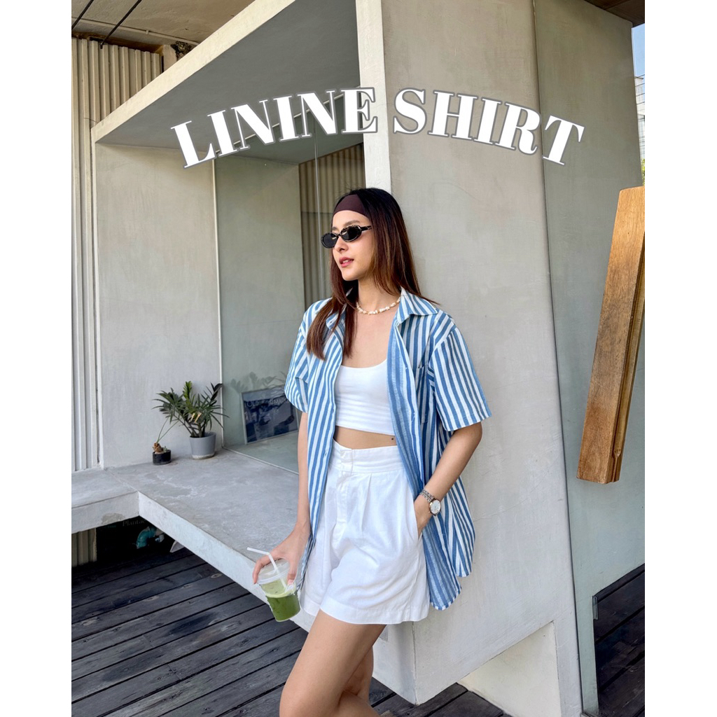 19JAN.STUDIO : LININE SHIRTเสื้อเชิ้ตลายริ้ว ทรงโอเวอร์ไซส์