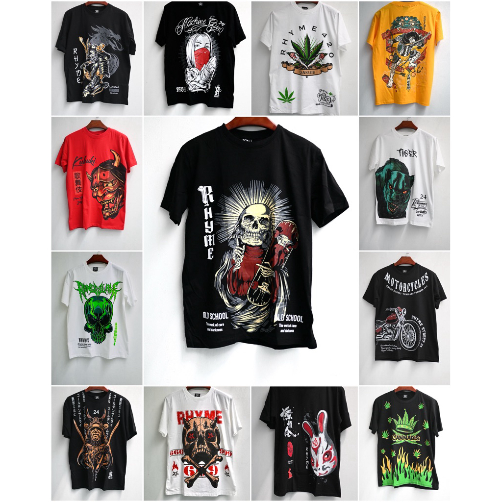 [ รวมลาย ] Rhyme เสื้อยืด สกรีน ลาย ทรง โอเวอร์ไซส์ ( oversize ) จากแบรนด์ Rhyme